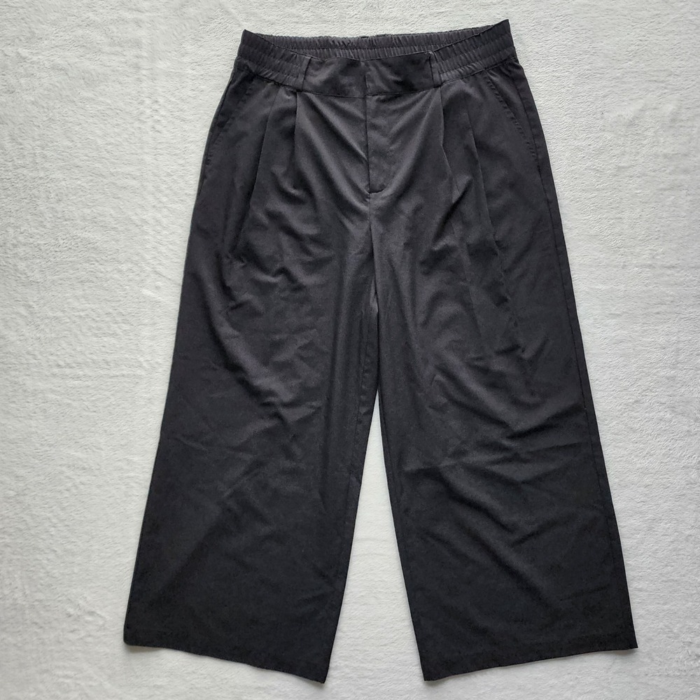 Kyodan Outdoor Wide Leg Crop Pants Womens Large Black Pleated Elastic Shell‎